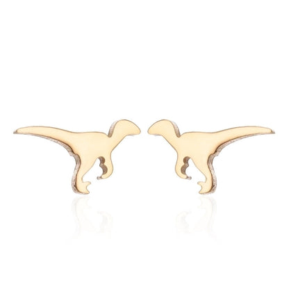 1 Pair Minimalist Dinosaur Plating 304 Stainless Steel 18K Gold Plated Ear Studs