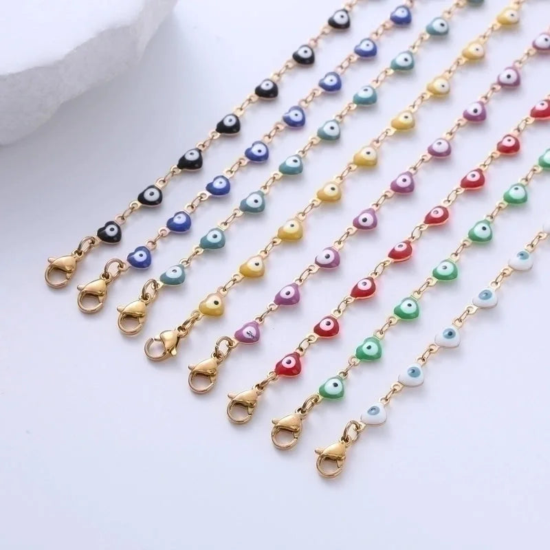 Classic Style Devil'S Eye Heart Shape 304 Stainless Steel 18K Gold Plated No Inlaid Stainless Steel Bracelets In Bulk