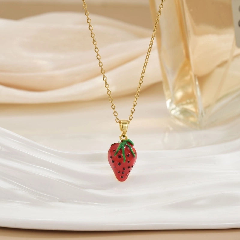 Minimalist Strawberry Copper Plating Pendant Necklace