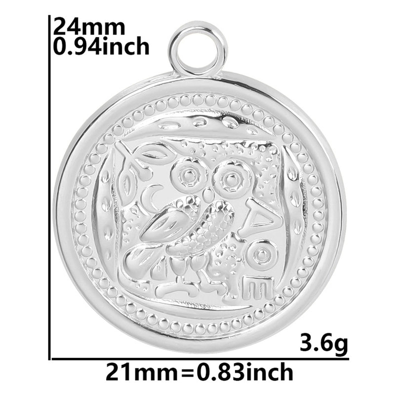 3 Pieces Casual Minimalist Round Owl 304 Stainless Steel 18K Gold Plated Pendant Necklace Necklace Pendant