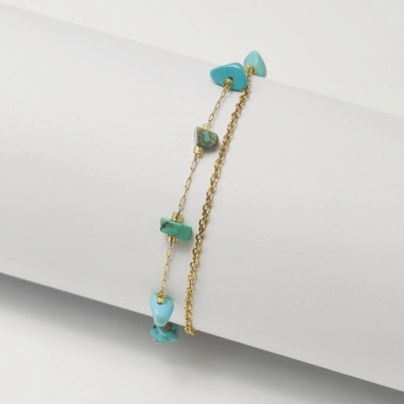 Elegant Beach Minimalist Geometric Crystal Gravel 18K Gold Plated Bracelets In Bulk