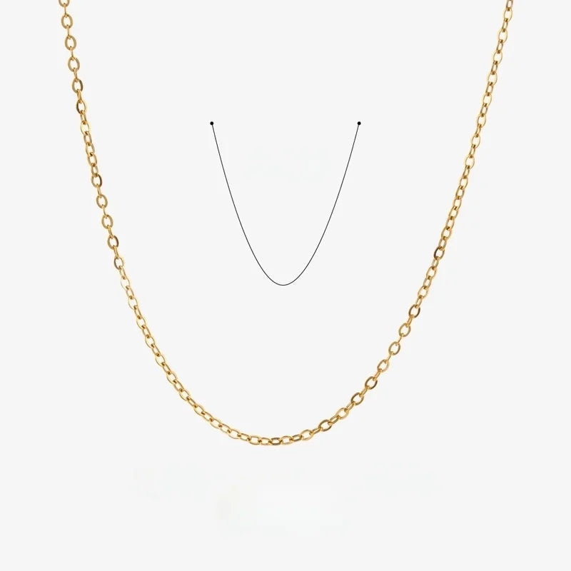 Minimalist Chain 304 Stainless Steel 18K Gold Plated Plating Necklace