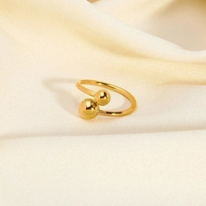 201 Stainless Steel 18K Gold Plated Vintage Style French Style Plating Inlay Ball Zircon Open Rings