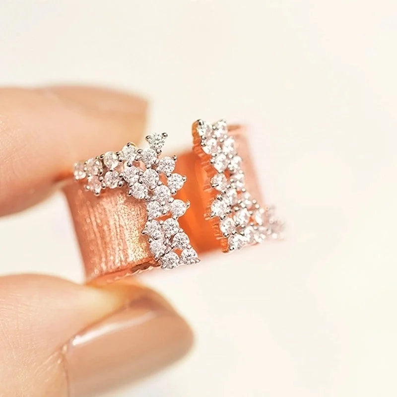 Fashion Irregular Copper Inlay Zircon Open Ring 1 Piece