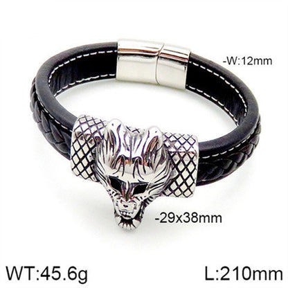 Hip-Hop Rock Punk Scorpion Skull 304 Stainless Steel Pu Leather Halloween Unisex Bangle Men Cord & Leather Bracelets