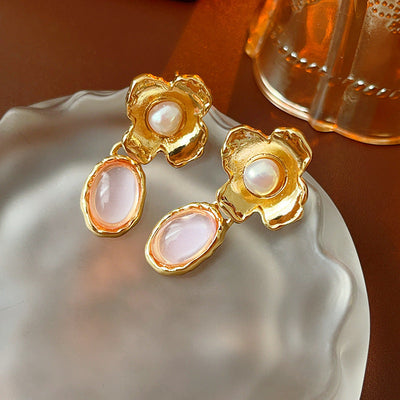 2 Pieces Mid-century Modern Round Geometric Copper Electroplating Earrings