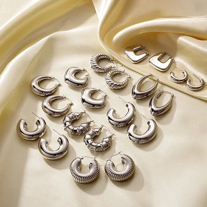 1 Pair Casual Classic Style C Shape U Shape Irregular Plating 304 Stainless Steel Earrings Ear Studs