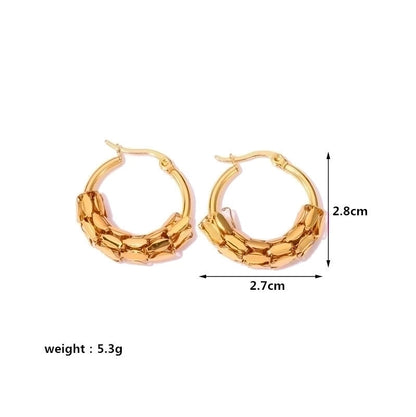 1 Pair Casual Minimalist Geometric Plating Mesh Stainless Steel Hoop Earrings