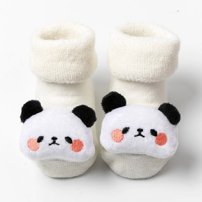 New Newborn Baby Socks Autumn And Winter A Cotton Red Terry Fleece-lined Thickened Non-slip Baby Christmas Floor Socks 1