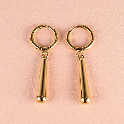 1 Pair Minimalist Classic Style Solid Color Polishing Plating 304 Stainless Steel 18K Gold Plated Drop Earrings