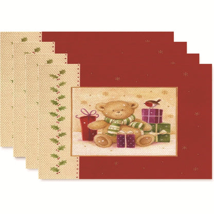 Christmas Nordic Style Christmas Tree Bow Knot Snowflake Linen Cotton And Linen Placemat