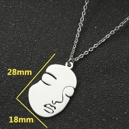 Titanium Steel Fashion Plating Hollow Out Human Face Letter Moon Pendant Necklace