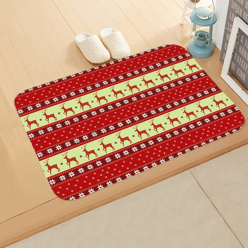 Cute Santa Claus Flannel Fabric Floor Mat