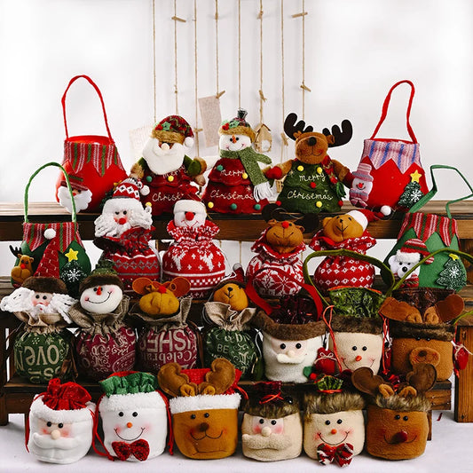 2 Pieces Christmas Cartoon Handbag Gift Bag Christmas Gift Bag Children's Candy Bag Apple Bag