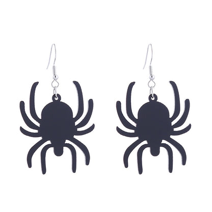 1 Pair Retro Punk Pumpkin Bat Ghost Printing Arylic Drop Earrings