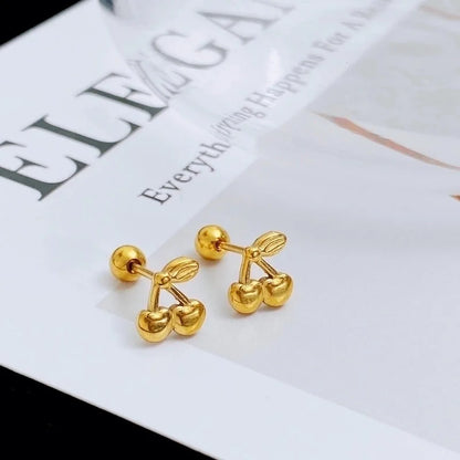 1 Pair Sweet Cross Heart Shape Snowflake Plating 304 Stainless Steel Titanium Steel 18K Gold Plated Cartilage Earrings