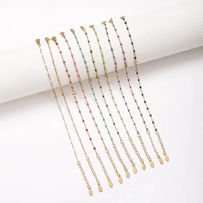 Minimalist Cross Stainless Steel Enamel Plating Bracelets