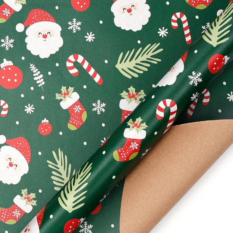 Christmas Gift Gift Box Wrapping Paper Brown Kraft Paper Uv Printing Environmentally Friendly Christmas Wrapping Paper Set