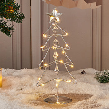 Christmas Electroplated Iron Tree Led Lighted Crystal Christmas Tree Desktop Decoration Christmas Eve Party Supplies