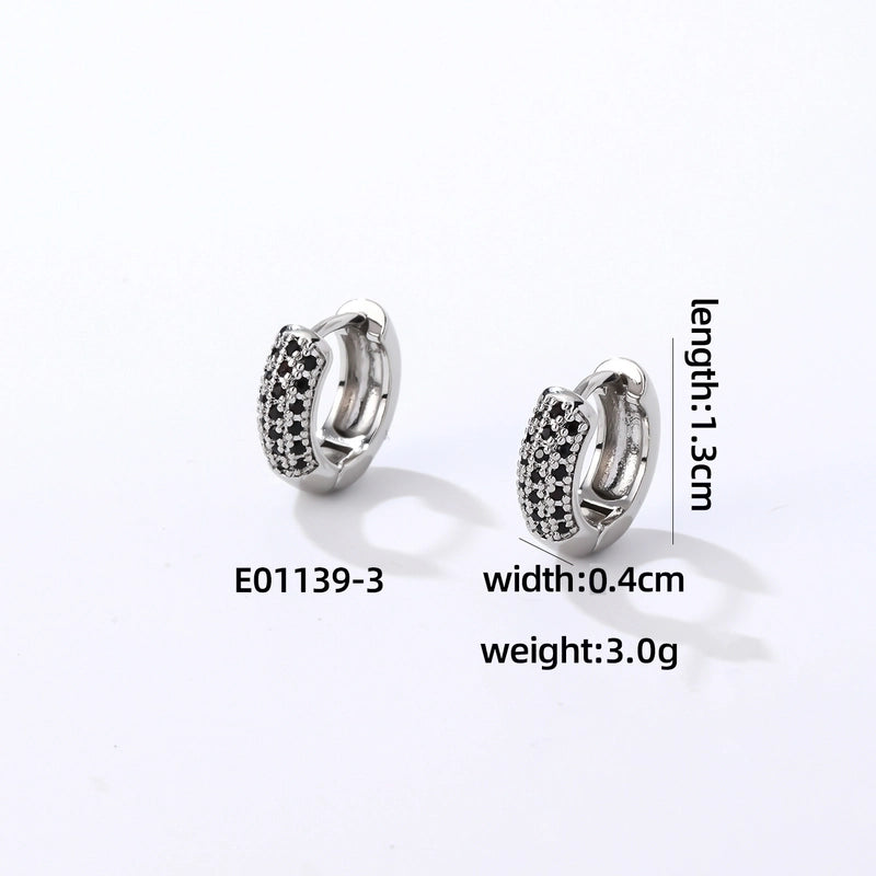 1 Pair Casual Modern Style Round Inlay Copper Zircon K Gold Plated Rhodium Plated Earrings