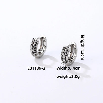 1 Pair Casual Modern Style Round Inlay Copper Zircon K Gold Plated Rhodium Plated Earrings