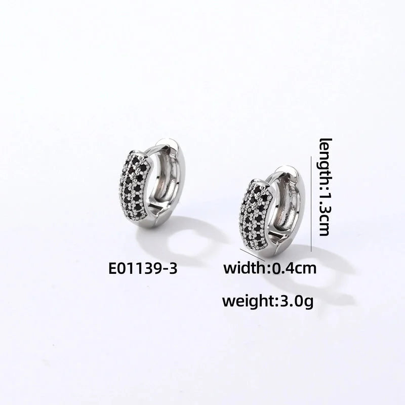 1 Pair Casual Modern Style Round Inlay Copper Zircon K Gold Plated Rhodium Plated Earrings