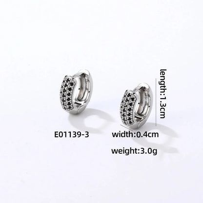 1 Pair Casual Modern Style Round Inlay Copper Zircon K Gold Plated Rhodium Plated Earrings