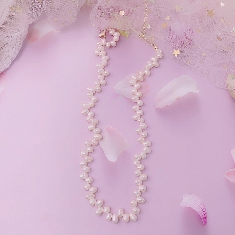 Alloy Freshwater Pearl Copper Fashion Solid Color Irregular Necklace