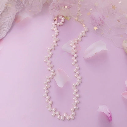 Alloy Freshwater Pearl Copper Fashion Solid Color Irregular Necklace