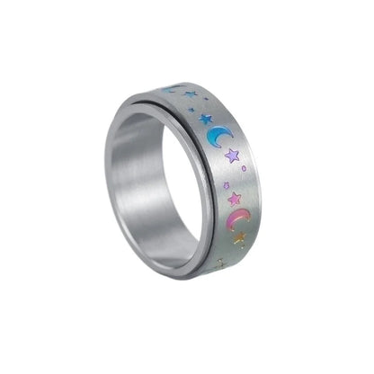 Jewelry Fashion Star Moon 304 Stainless Steel Rings