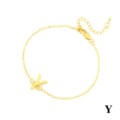 Minimalist Letter Copper Plating 18k Gold Plated Bracelets