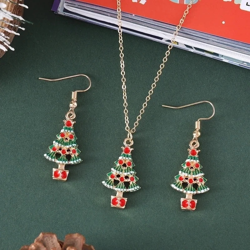 Cute Christmas Tree Santa Claus Christmas Socks Alloy Earrings Necklace