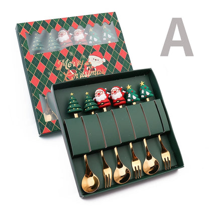 Christmas Cute Christmas Tree Santa Claus Star 304 Stainless Steel PVC Tableware 1 Piece