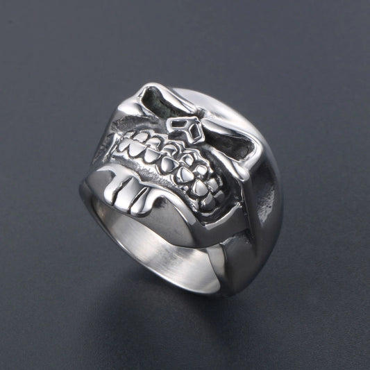 Hip-Hop Funny Rock Skull 304 Stainless Steel Polishing Halloween Men's Rings