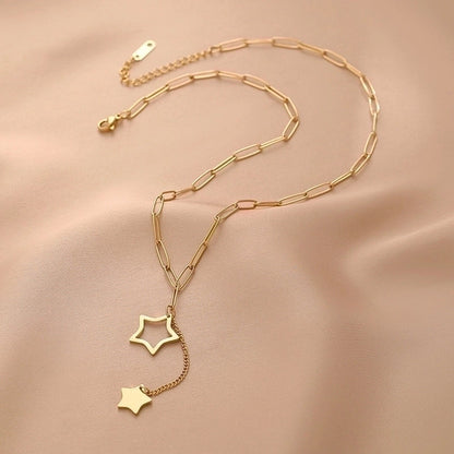 Sweet Minimalist Round Chinese Character Flower Titanium Steel Inlay Rhinestones Shell Pendant Necklace