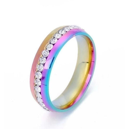 Fashion U Shape Stainless Steel Artificial Gemstones 18K Gold Plated Diamond