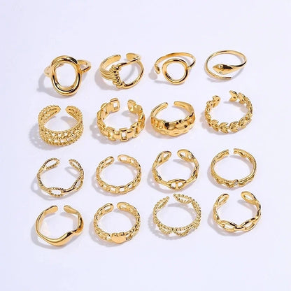 Elegant Minimalist Classic Style Solid Color 304 Stainless Steel Zircon Inlay Open Rings