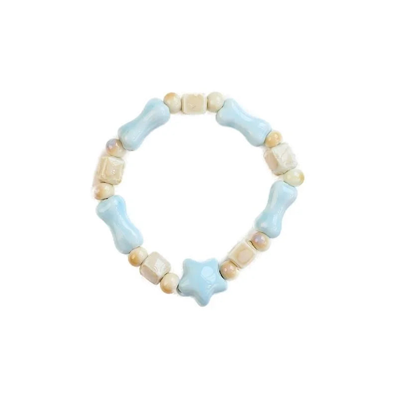 Jingdezhen Ceramic Bracelet New Color-free Women's Summer Student's Antique Beaded Bracelet Small Fresh And Popular