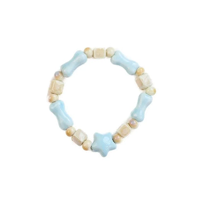 Jingdezhen Ceramic Bracelet New Color-free Women's Summer Student's Antique Beaded Bracelet Small Fresh And Popular