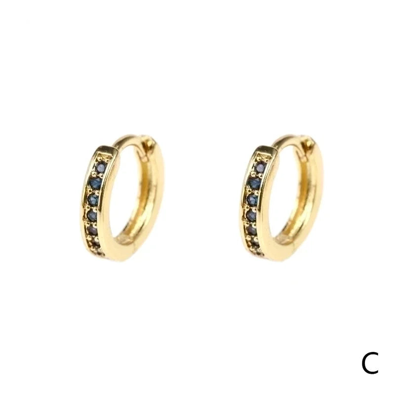 Fashion Round Gold Plated Copper Zircon Hoop Earrings