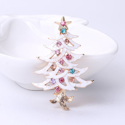 Fashion Pin Christmas Tree Alloy Inlay Rhinestones Women'S Brooches
