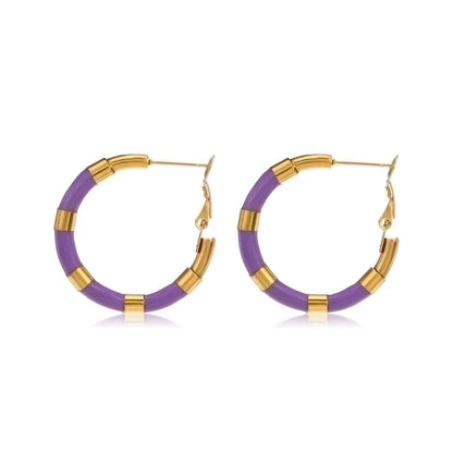 1 Pair IG Style Minimalist U Shape Enamel Plating 304 Stainless Steel 18K Gold Plated Earrings