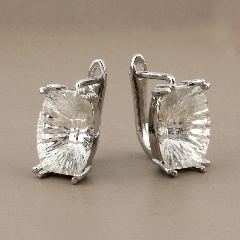 1 Pair Minimalist Classic Style Solid Color Inlay Copper Artificial Gemstones Earrings