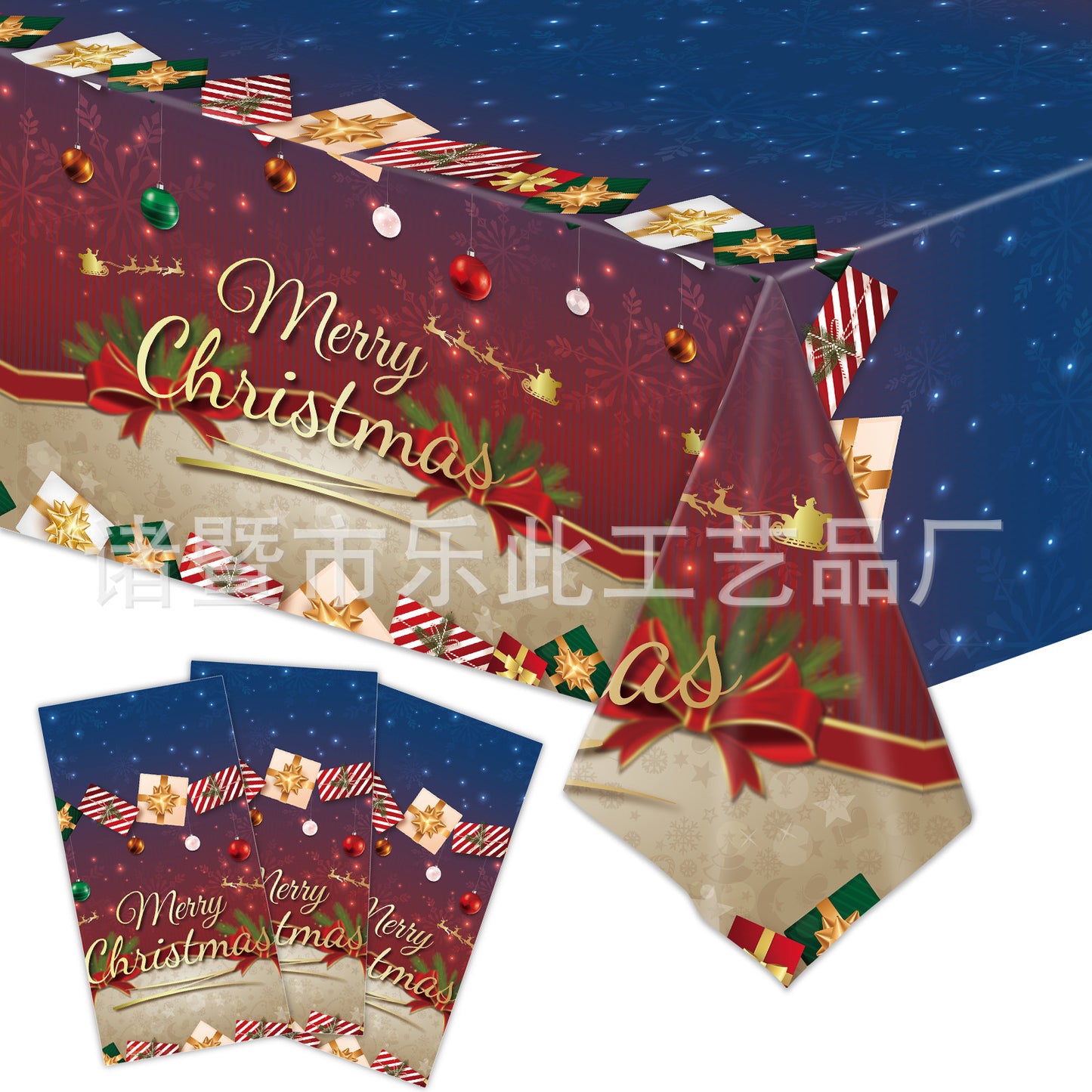 3 Pieces Christmas Tablecloth Holiday Party Tablecloth Christmas Tree Tablecloth Red And Green Christmas Theme Tablecloth Table Cover