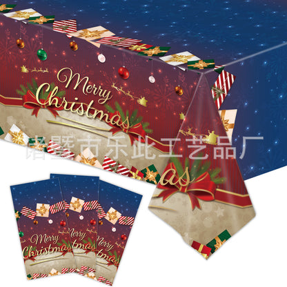 3 Pieces Christmas Tablecloth Holiday Party Tablecloth Christmas Tree Tablecloth Red And Green Christmas Theme Tablecloth Table Cover