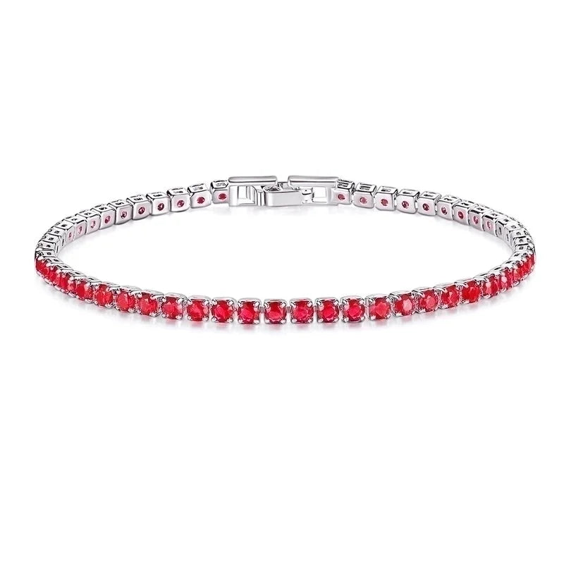 Copper Rhodium Plated Classic Style Inlay Geometric Zircon Bracelets