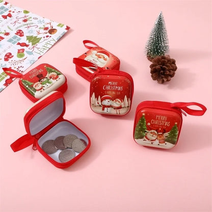 Kid'S Christmas Tree Santa Claus Letter Tinplate Zipper Coin Purses