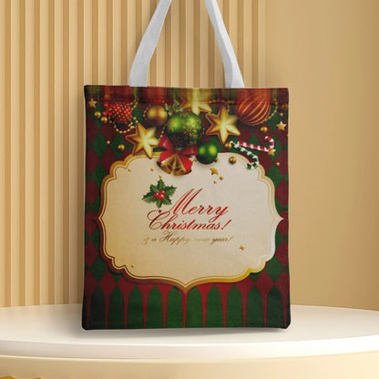 Christmas Unisex Polyester Christmas House Christmas Tree Santa Claus Cute Square Open Handbag