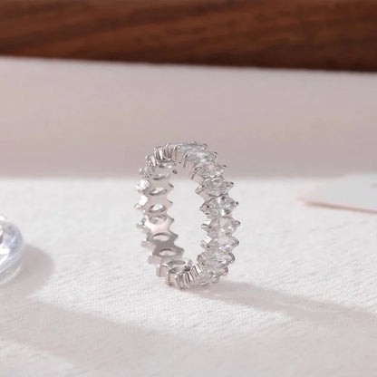 Luxurious Commute Shiny Geometric 304 Stainless Steel Zircon White Gold Plated Gold Plated Hollow Out Inlay Stainless Steel Rings