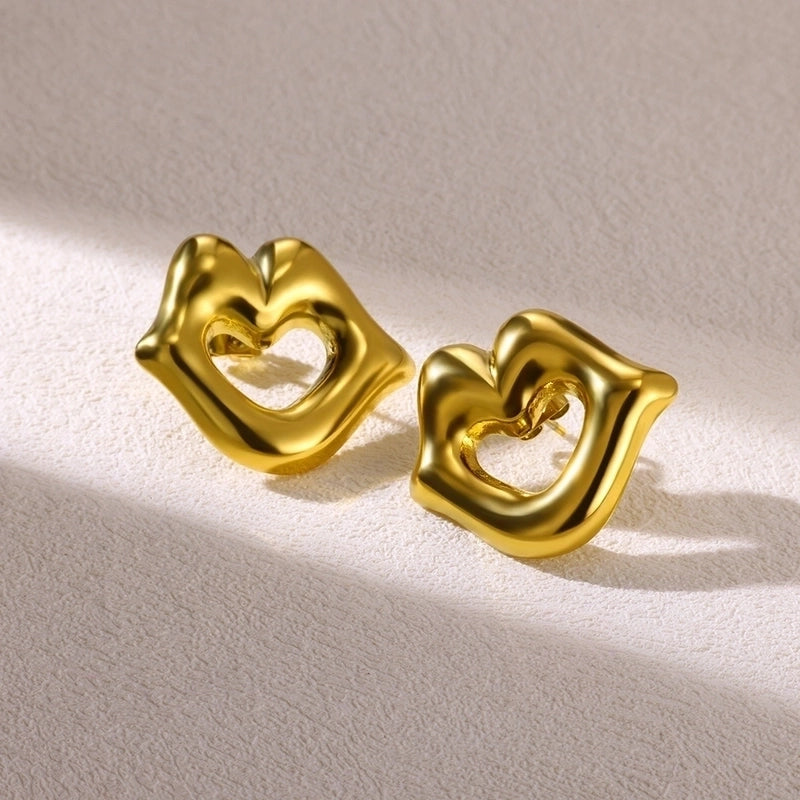 1 Pair Elegant Vintage Style Heart Shape Bow Knot 304 Stainless Steel 18K Gold Plated Ear Studs